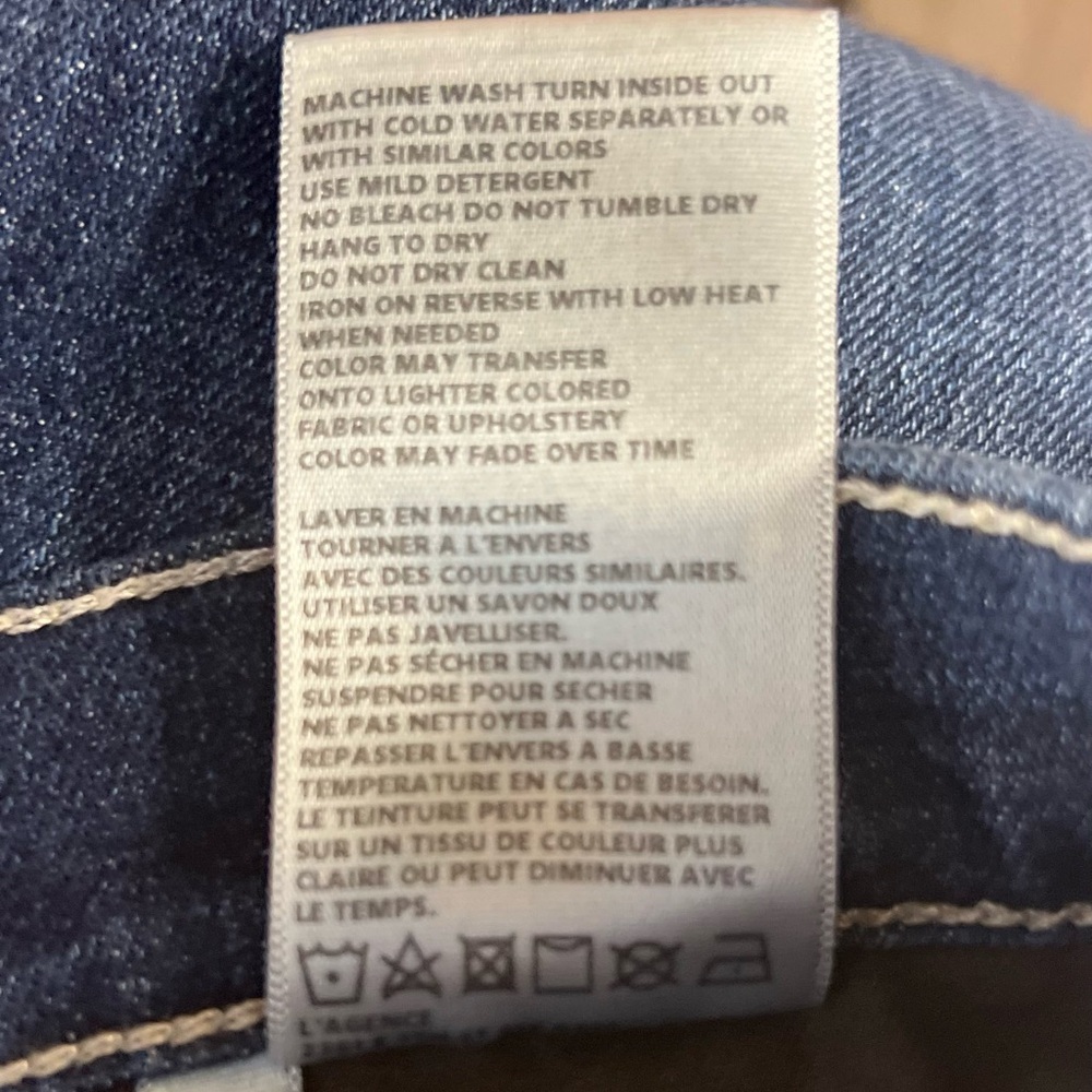 L'AGENCE Straight Leg Distressed Denim Raw Fray Ankle Hem Jeans Size 26 - Picture 6 of 6